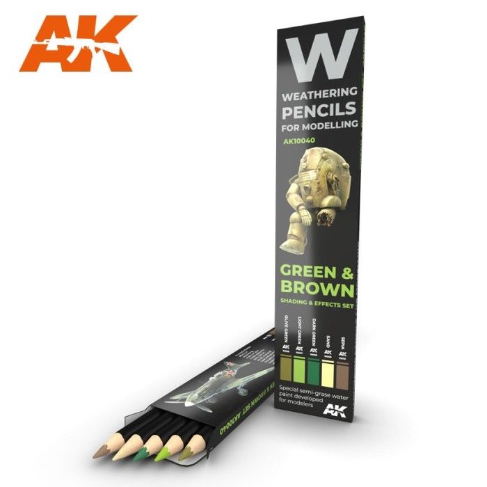AK10040 Set di matite acquerellabili verde e marrone