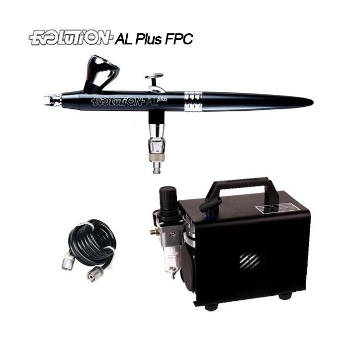 Evolution AL Plus FPC Pacchetto aerografo due in uno (0,2/0,4 mm) + compressore RM 2600+
