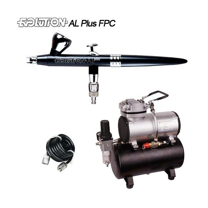 Evolution AL Plus FPC Pacchetto aerografo due in uno (0,2/0,4 mm) + Compressore RM 3500+