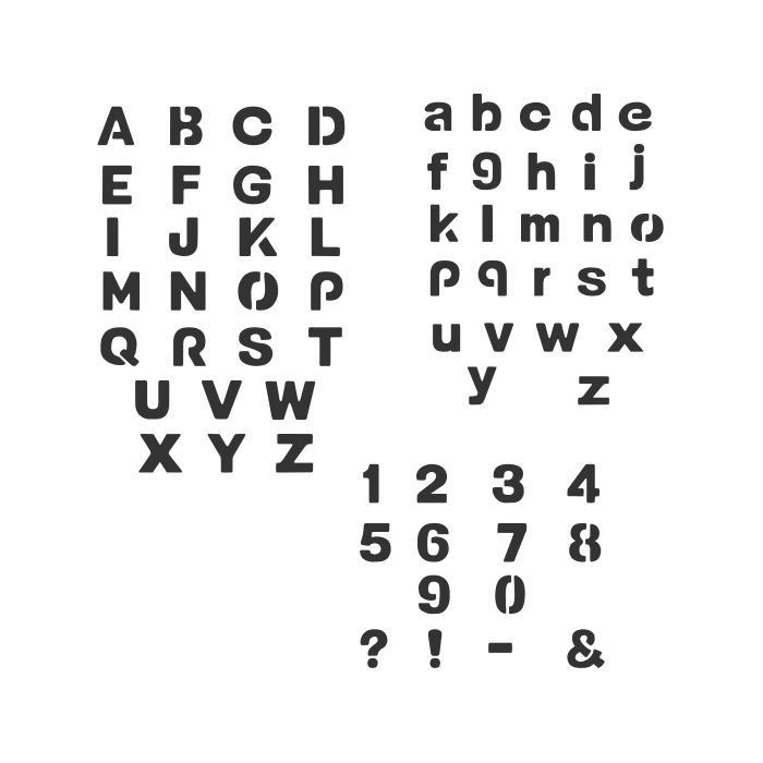 Lettere e numeri a stencil 2,5 cm